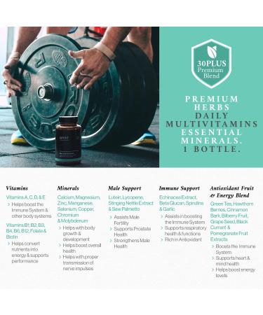 Men's 30+ Natural High Potency Multivitamin - Immune Support, Prostate Health, Energy - Non-GMO Vegetarian Formula | Fertility Supplements - Vitamin A C E D B Complex - Buy Online on GoSupps.com