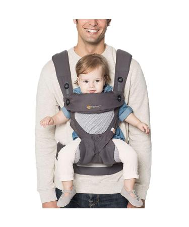 Ergobaby 360 All-Position Baby Carrier with Lumbar Support (12-45 Pounds), Carbon Grey, Cool Air Mesh Carbon Grey Cool Air Mesh