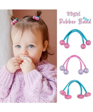 18Pcs Small Plastics Balls Hair Ties for Toddler Girls & Women - Elastic Rubber Bands Hair Accessories - Buy Online on GoSupps.com