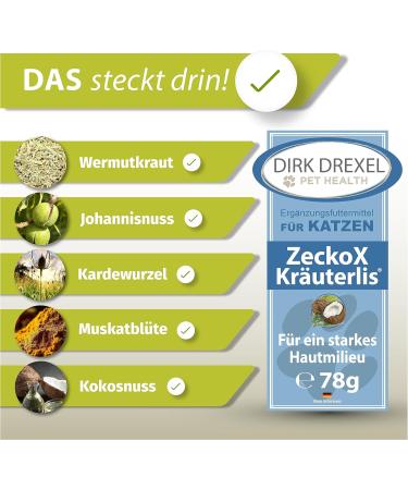 Dirk Drexel ZeckoX Herbal Treats for Cats | Natural Nutrition with Coconut & Cardoon | 3-Month Supply - Buy Online on GoSupps.com