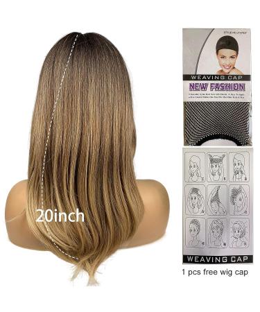 MIMISERVICE 20 Inch Light Brown Synthetic Wig for Daily Party - Layered Shoulder Length Brown Wig with Bangs for Women - Buy Online on GoSupps.com