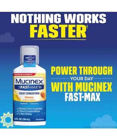 Mucinex Fast-Max Maximum Strength Chest Congestion Relief 6 fl oz - Honey-Berry Flavor - Buy Online on GoSupps.com