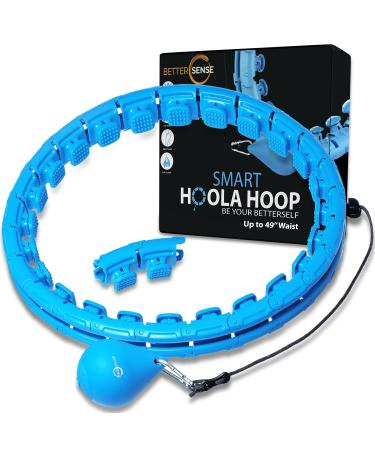 BetterSense Smart Weighted Hula Hoop - Infinity Hoop Plus Size for Adults Weight Loss 2 in 1 Detachable 26 Knots Fit Hoop Adjustable Auto Spinning Massage Ball Fitness Equipment for Adults Blue