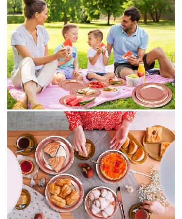 Nkaiso141Pcs Rose Gold Party Tableware Party Paper Plates and Cutlery Set Includes Plates Cups Dinnerware Napkins for Birthday Wedding Babyshower Decorations Supplies-20 Guests Pure Rose Gold - Buy Online on GoSupps.com