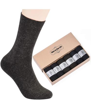 NinetoFiveLife Pack of 6 Mens Socks Wool Socks for Men Casual Dress Socks Soft and Comfortable Breathable Size 6-12