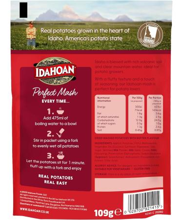 Idahoan Perfect Mash Buttery 109g - Creamy and Delicious Instant Mashed Potatoes - Buy Online on GoSupps.com