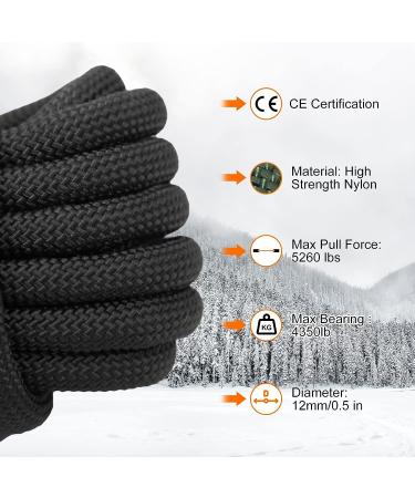 12mm Static Climbing Rope Set with Steel Hooks and Bag - Outdoor Climbing Equipment for Fire Rescue - Black 65FT - Buy Online on GoSupps.com
