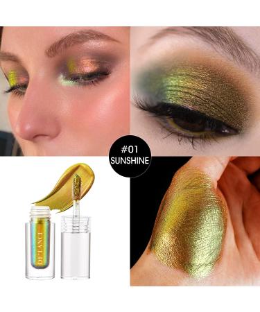 ecofavor Duochrome Chameleon Glitter Liquid Eyeshadow - Metallic Gold Shimmer | Long Lasting & Waterproof - Sparkling Eye Makeup for Beginners - Buy Online on GoSupps.com