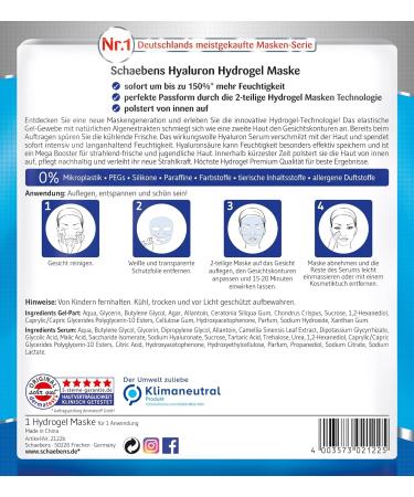Schaebens Hyaluron Hydrogel Mask - Hydrating Face Mask for All Skin Types - 1 Piece - International Shipping Available - Buy Online on GoSupps.com