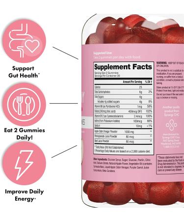 Flat Tummy Tea Apple Cider Vinegar Gummies - Detox & Gut Health Support | Vegan  Non-GMO  60 Count Pack of 3 - Buy Online on GoSupps.com