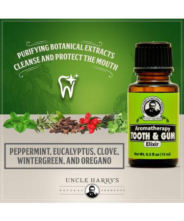 Uncle Harry's Aromatherapy Tooth & Gum Elixir - Alcohol Free Mouthwash for Bad Breath (0.5 oz) - Buy Online on GoSupps.com