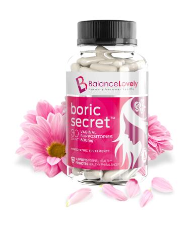 Boric Acid Suppositories -100% Pure Boric Acid -600mg in Vegan Capsules- Supports Feminine Hygiene & Vaginal pH - Balances and Promotes Vaginal Health
