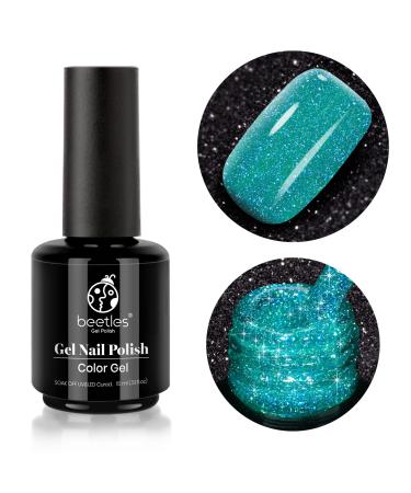 Beetles Glitter Gel Nail Polish 15ml New Oasis Green Reflective Nail Gel Soak Off LED Nail Lamp Flashy Gel Polish Nail Art Manicure Salon DIY Home G-New Oasis