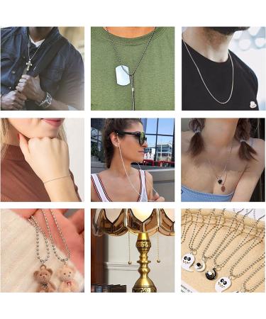 50-Pack Dog Tag Chain Necklace Bulk - 24 Silver Ball Bead Chains for DIY Jewelry Making & Crafts - Buy Online on GoSupps.com