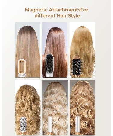 Air Styler 6-in-1 with Round Brush & Curling Rod Versatile Hair Dryer & Smoothing Brush for All Hair Types White Gold - Buy Online on GoSupps.com