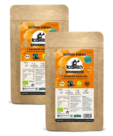 Koawach caramel + sea salt cocoa powder drinking chocolate - caffeine cocoa guarana vegan hot chocolate drink less sugar coconut blossom sugar energy drink bio fairtrade (2x500g) type caramel + sea salt 1 kg (1 Pack)