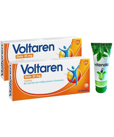 Voltaren Dolo 25 mg 2x20 tablets including a hand cream from vitenda - for muscle and back pain