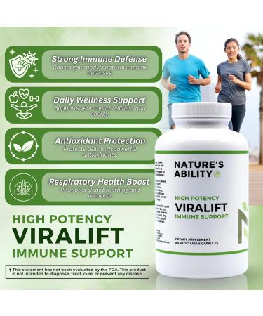 NATURE'S ABILITY Viralift: High Potency Immune Support Supplement with Standardized 40% Oleuropein Olive Leaf Extract Monolaurin Scutellaria Isatis Root - 180 Veggie Capsules (60 Day Supply) - Buy Online on GoSupps.com