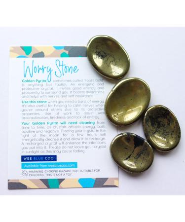 Golden Pyrite Crystal Worry Thumb Stone for Spiritual Stress Relief - Healing Energy, Reiki, Chakra Meditation Gift - Buy Online on GoSupps.com