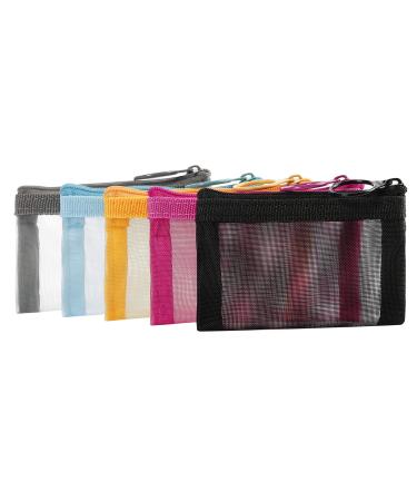 Patu Mini Zipper Mesh Bags, 3" x 4", Size XS / A8, 5 Pieces, Keychain Pouch Key Holder, Coin Purse, Clear Travel Kit Small Item Cosmetic Organizer, Assorted Colors XS (5 pcs)