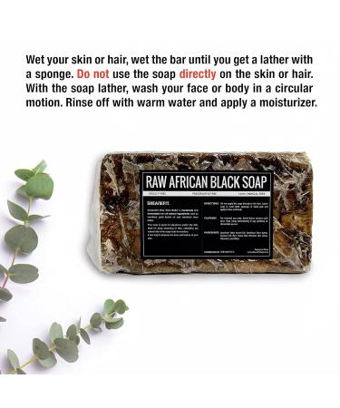 Organic African Black Soap Bar - For Face, Body, and Hair - 1lb Bulk Bars - Sheanefit - Buy Online on GoSupps.com
