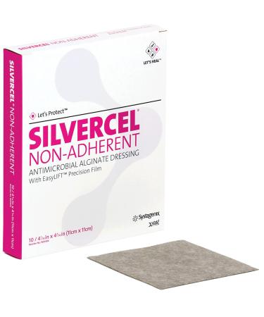 53900404 - Silvercel Non-Adherent Antimicrobial Alginate Dressing 4-1/4 x 4-1/4 10 Count (Pack of 1) - Buy Online on GoSupps.com
