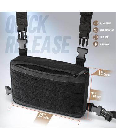 WYNEX Tactical Chest Rig Bag - Laser Cut Design Molle Utility Recon Kit - Combat Chest Pack with Patch, Black - Buy Online on GoSupps.com