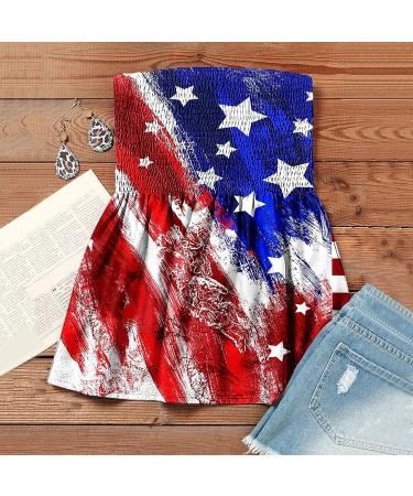 Niantie 4th of July Women's Tank Top - American Flag Patriotic Shirt | Distressed Strapless Tube Top in Blue - Size Medium - Buy Online on GoSupps.com