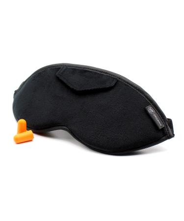 Dream Essentials Opulence Micro Plush Sleep Mask with Earplugs and Pocket in Front of mask - Black Velvet