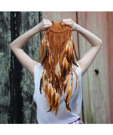 Frcolor Indian Feather Headband | Bohemian Hair Accessories & Festival Headwear | Yellow Feather Headdress - Buy Online on GoSupps.com