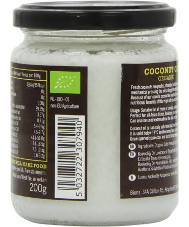 Biona Organic Virgin Coconut Oil 200g - Pure and Natural - Buy Online on GoSupps.com