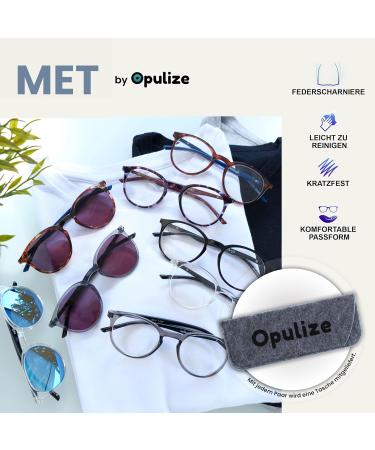 Opulize Met 5 Series Pack Reading Glasses - Round Black Brown Green Gray for Men & Women | Sun Readers +2.50 Diopters - Buy Online on GoSupps.com
