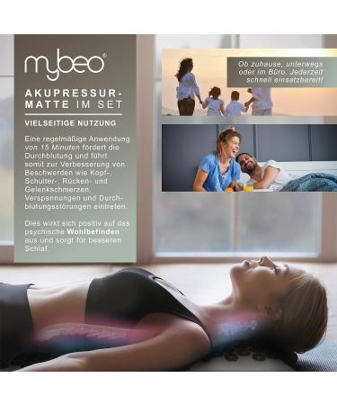 Buy MyBEO Acupressure Mat Set Natural Fiber Massage Mat with Pillow & Ball for Relaxation | Beige - Ideal for Back & Neck Tension Relief - Buy Online on GoSupps.com