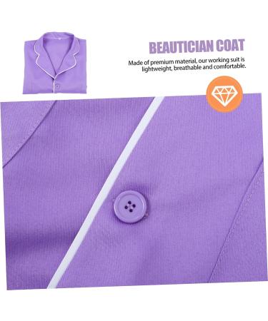 DOITOOL Beautician Overalls Womens Work Blouses Womens Work Dresses Blouse for Women White Overalls for Women Short Sleeve Formal Dress for Women Women's Nylon Simple Work Clothes Purple 87x48cm - Buy Online on GoSupps.com