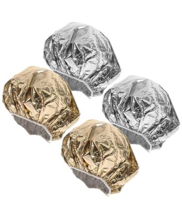 Homoyoyo Lot de 4 Bonnets en Papier D'aluminium 28 Cm pour Soins Capillaires la Vapeur et Profond lastique Adaptable Usage Salon et Domicile Coloris Argent et Or