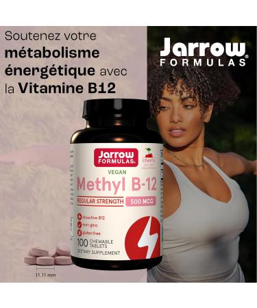 Jarrow Formulas Methyl B12 500mcg Cherry Taste 100 Vegan Chewable Tablets Lab Tested Gluten Free Vegetarian Non-Soy Non-GMO - Buy Online on GoSupps.com