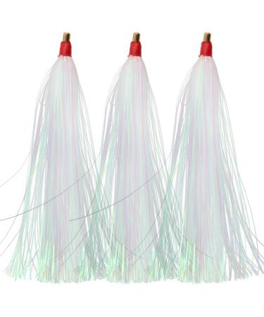 Fishing Mylar Flash Teaser Tail - 6pcs/12pcs Saltwater Bucktail Teaser, Bucktail Sliding Teaser for Teasers, Plugs, Fluke Rigs white 12PCS