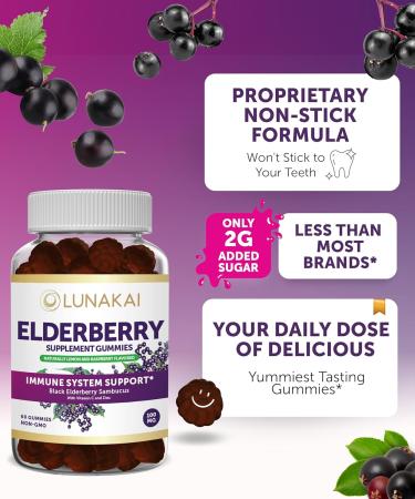 Lunakai Adult Elderberry and Kids Melatonin Gummies Bundle - Immune Support with Zinc and Vitamin C for Adults & Children - Non-GMO Vegan Gluten Free Natural Sleep Gummy - Buy Online on GoSupps.com