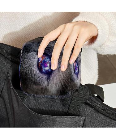 Mysterious Cat Eye Purple Galaxy Sanitary Napkins Storage Bag | Portable Menstrual Cup Pocket for Teen Girls & Women - Buy Online on GoSupps.com