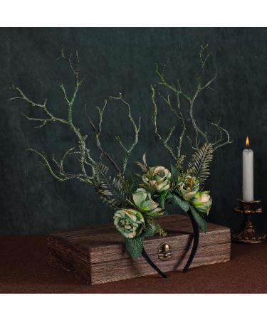 MOSTORY Handmade Green Branch Crown Forest Flower Hair Accessories Forest Antler Headpiece Flower Fairy Headband for Women Girls Ren Fair Elf Cosplay Halloween Party - Buy Online on GoSupps.com