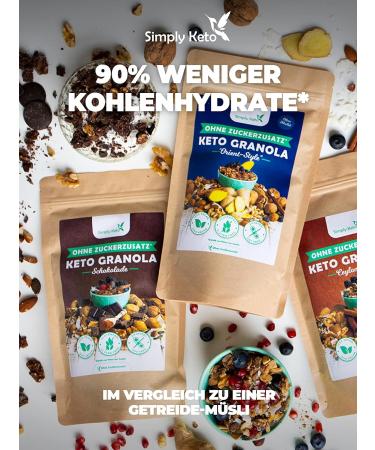 Simply Keto Crunchy Muesli Chocolate Low Carb Muesli without Sugar 250g Delicious Keto Muesli for a Perfect Breakfast Paleo & Vegan Soy Lactose & Gluten Free 250g chocolate muesli 250 g 1er Pack - Buy Online on GoSupps.com