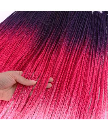 Ombre Red Pre-Looped Box Braids Crochet Hair 6 Packs 24 Inch 3X Goddess Senegalese Twist Kanekalon Braiding Hair Extensions - Purple/Red/Pink - Buy Online on GoSupps.com