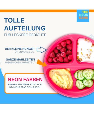 Buy Neon Gang Sustainable Baby Plates with Lids - 100% BPA Free Silicone Toddler Suction Plates - LFGB Certified - Pink Neon - 2 Sets - Buy Online on GoSupps.com