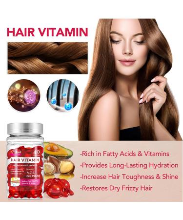 Hair Vitamins Treatment Oil Capsules - No Rinse with Argan Macadamia & Avocado Oils - A C E & Pro B5 - 40 Capsules for Men & Women - Premium Hair Serum - Buy Online on GoSupps.com