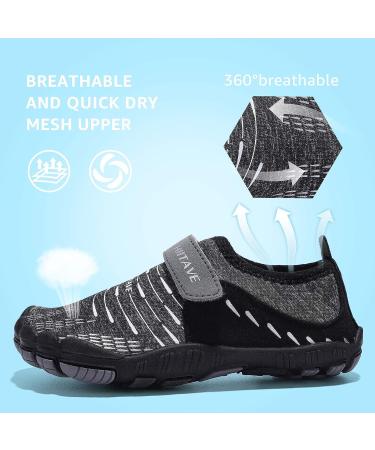 HIITAVE Kids Water Shoes - Quick Drying Aqua Sneakers, Dark/Gray, Big Kid Size 3 - Buy Online on GoSupps.com