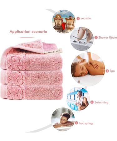 Luxury Cotton Washcloths 6 Pack - Large Hotel Spa Bathroom Face Towel (Pink) - Buy Online on GoSupps.com
