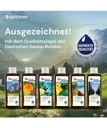 Spitzner Sauna Infusion Set Adventure Trip - 6 x 190ml Wellness Infusions with Alpine Herbs Anise-Orange Citrus Mint & More - Buy Online on GoSupps.com