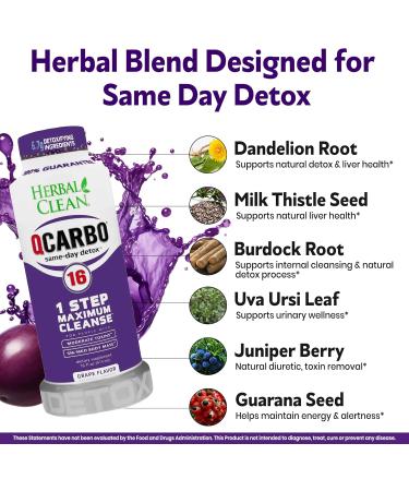 Herbal Clean Detox Cleanse Premium Same-Day Detox 16 Fl Oz - Grape Flavor - Buy Online on GoSupps.com