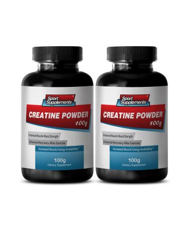 Organic Creatine Monohydrate - Creatine Powder 100mg - Performance and Stamina Booster Premium Creatine Powder creatine pre workout for men creatine monohydrate for women (2 Bot 100 grams each)