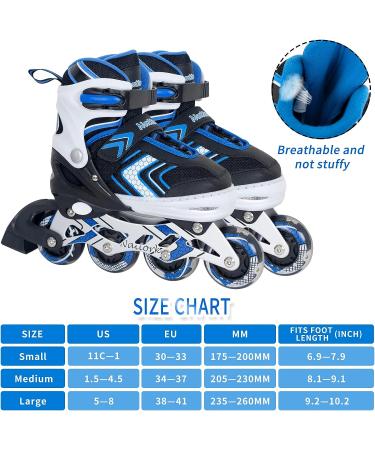 Nattork Inline Skates for Kids - Adjustable Beginner Roller Skates with Light Up Wheels for Boys and Girls - Purple/Pink/Blue/Black - Medium-Big Kid Sizes (1.5-4.5 US) - Buy Online on GoSupps.com